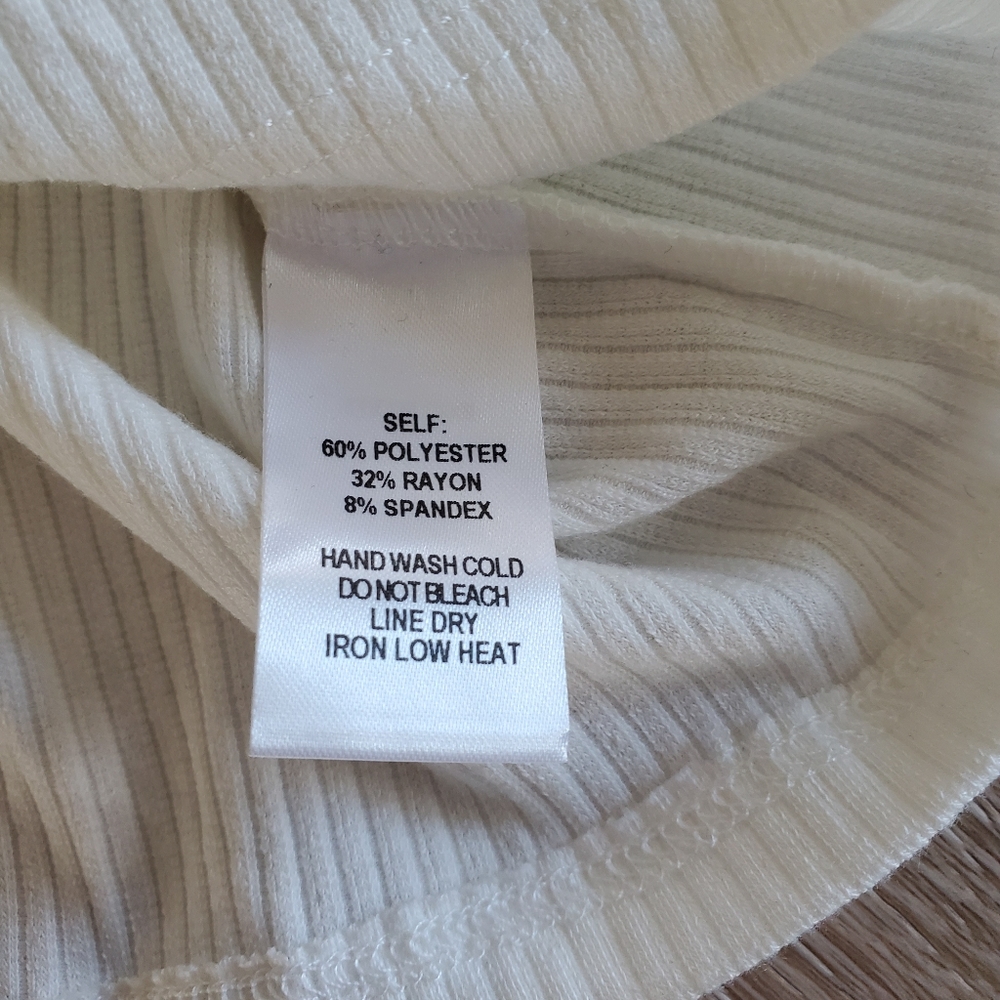 Lulus Poppi White Ribbed Tie-Front Long Sleeve Crop Top XS - Picture 10 of 11